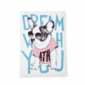 Porte passeport imprimé bouledogue