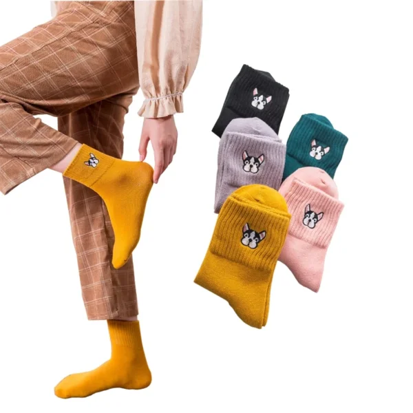Chaussettes en coton bouledogue français – Image 3
