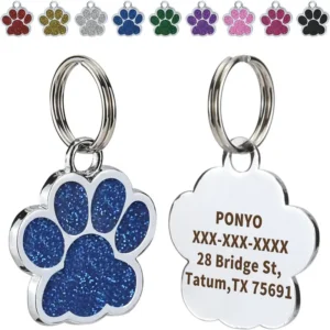 Médaille personnalisée pour chien - patte pailletée