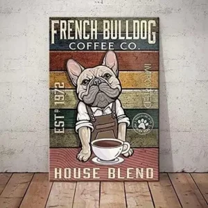 Plaque murale en métal bouledogue français