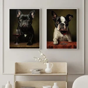 Affiche murale bouledogue vin