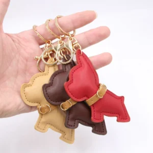 Porte-clés bouledogue – Simili cuir tendance