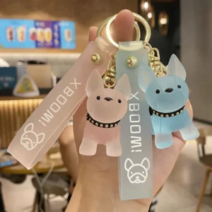 Porte-clés bouledogue français transparent