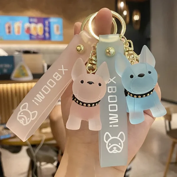 Porte-clés bouledogue français transparent