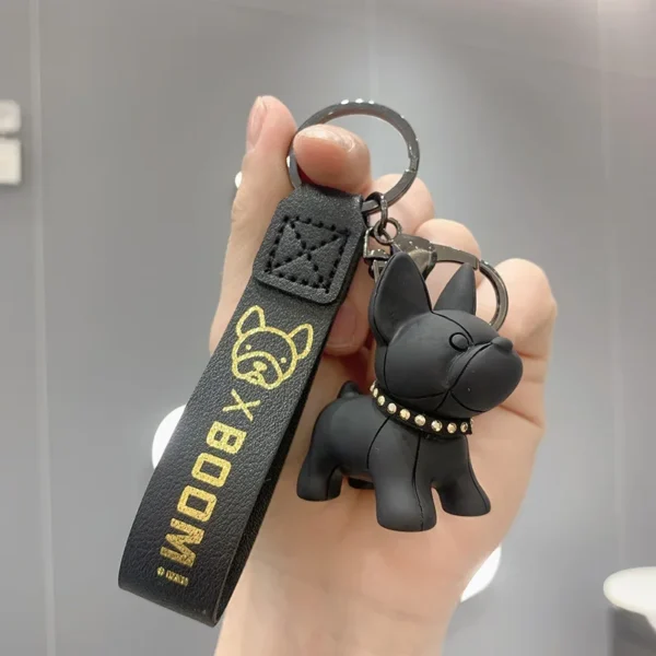 Porte-clés bouledogue français – Simili cuir PU – Image 3