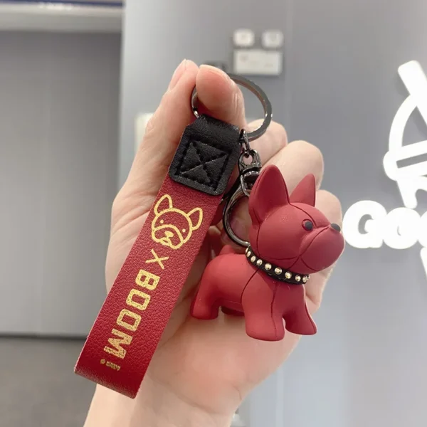 Porte-clés bouledogue français – Simili cuir PU – Image 2