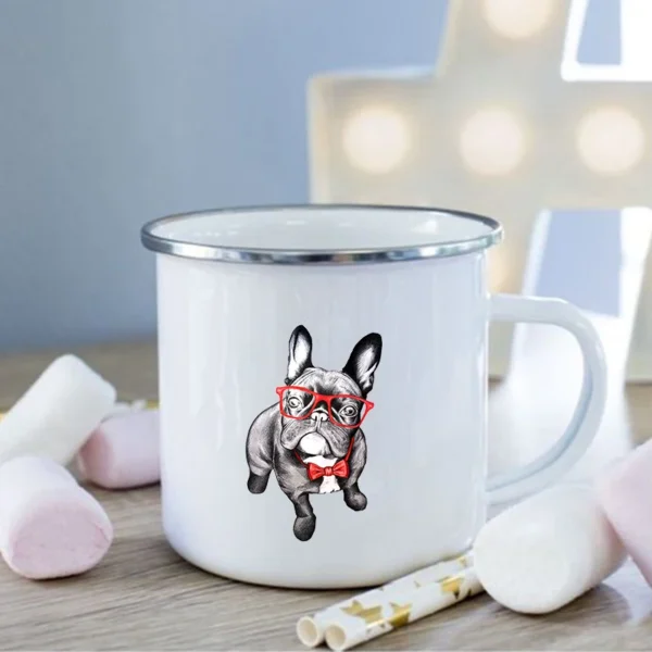 Mug émaillé vintage bouledogue français – Image 3