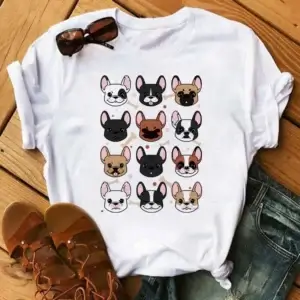 T-shirt bouledogue français femme – imprimé fun décontracté