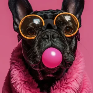 Affiche murale bouledogue chewing-gum