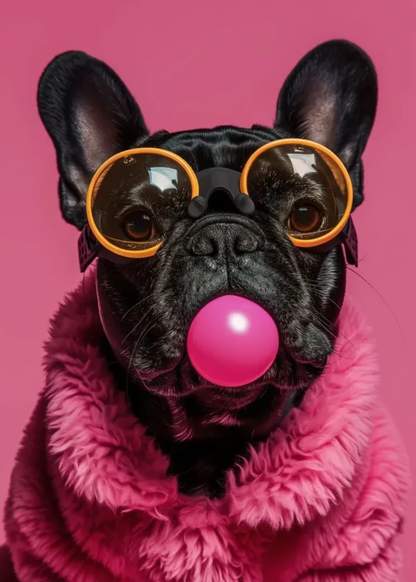 Affiche murale bouledogue chewing-gum
