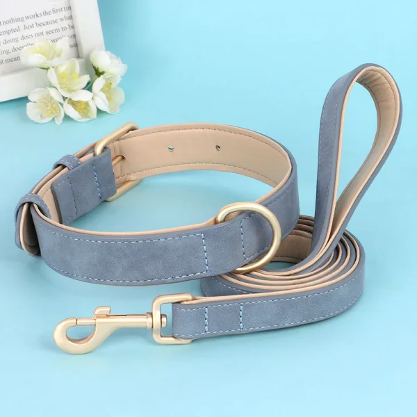 Set collier et laisse rembourrés en cuir PU – Image 3