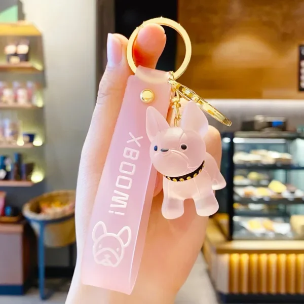 Porte-clés bouledogue français transparent – Image 4