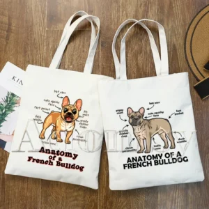 Tote bag bouledogue anatomie en toile