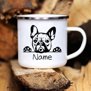 Mug émaillé personnalisé bouledogue