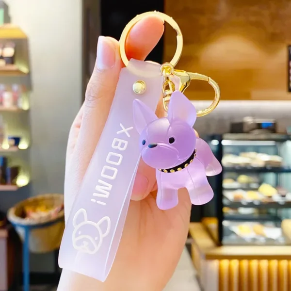 Porte-clés bouledogue français transparent – Image 2
