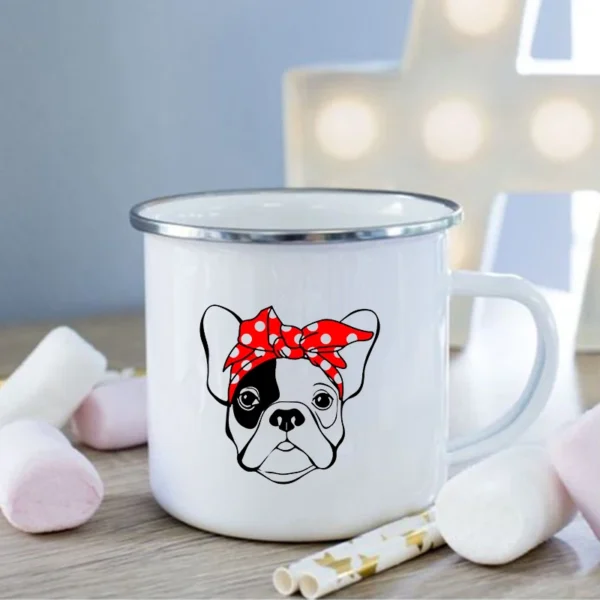 Mug émaillé vintage bouledogue français – Image 4