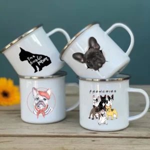 Mug émaillé vintage bouledogue français