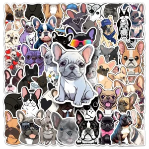 Stickers bouledogues français – lot de 10, 30 ou 50