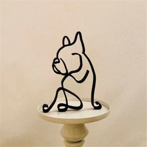 Statue bouledogue français en métal