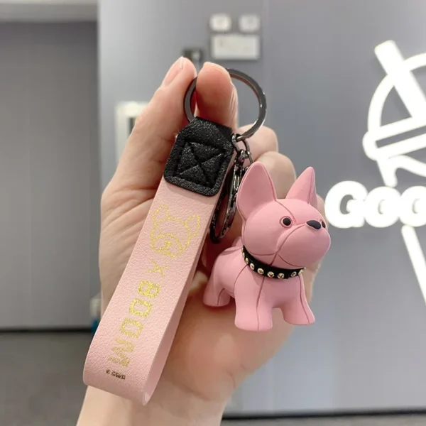 Porte-clés bouledogue français – Simili cuir PU – Image 6
