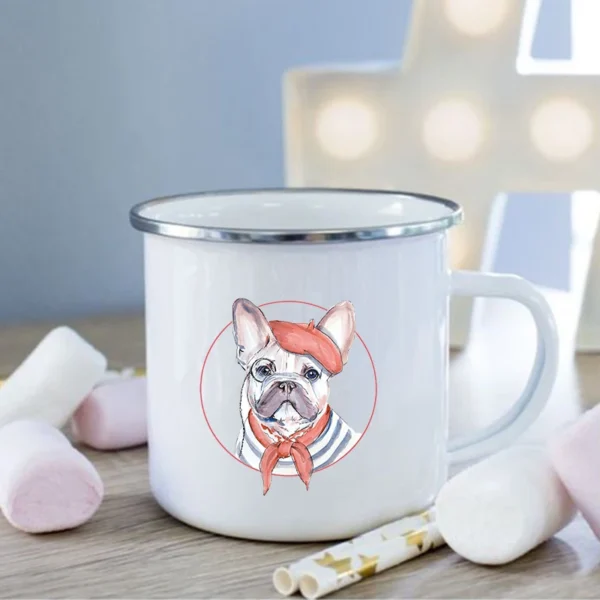 Mug émaillé vintage bouledogue français – Image 2
