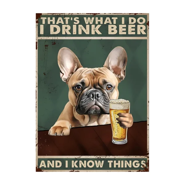 Affiche murale bouledogue français humoristique