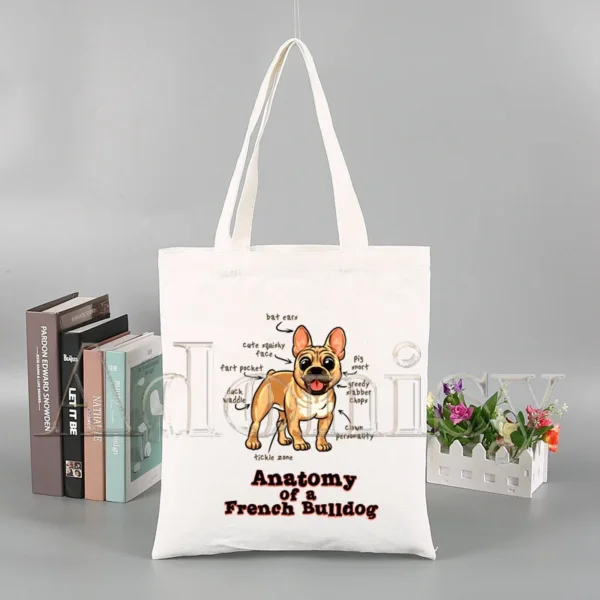 Tote bag bouledogue anatomie en toile – Image 2