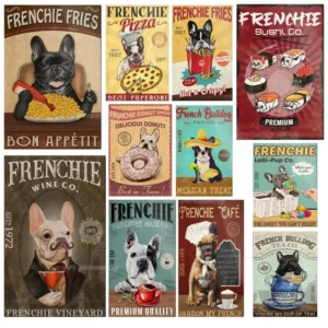 Plaque métal French Bulldog Coffee Club