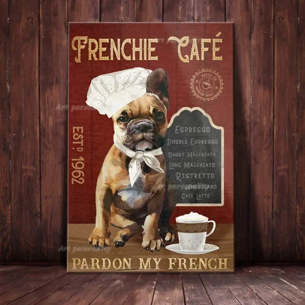 Plaque métal French Bulldog Coffee Club – Image 4