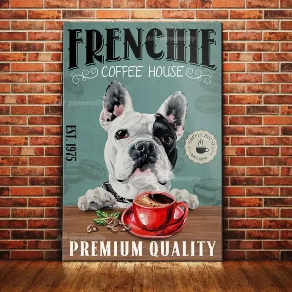 Plaque métal French Bulldog Coffee Club – Image 10