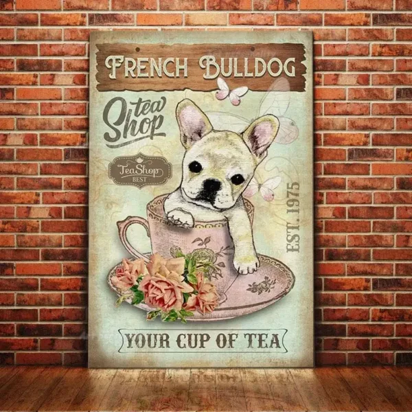 Plaque métal French Bulldog Coffee Club – Image 9